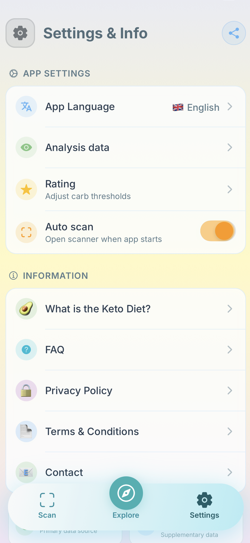Keto Scanner - Filters